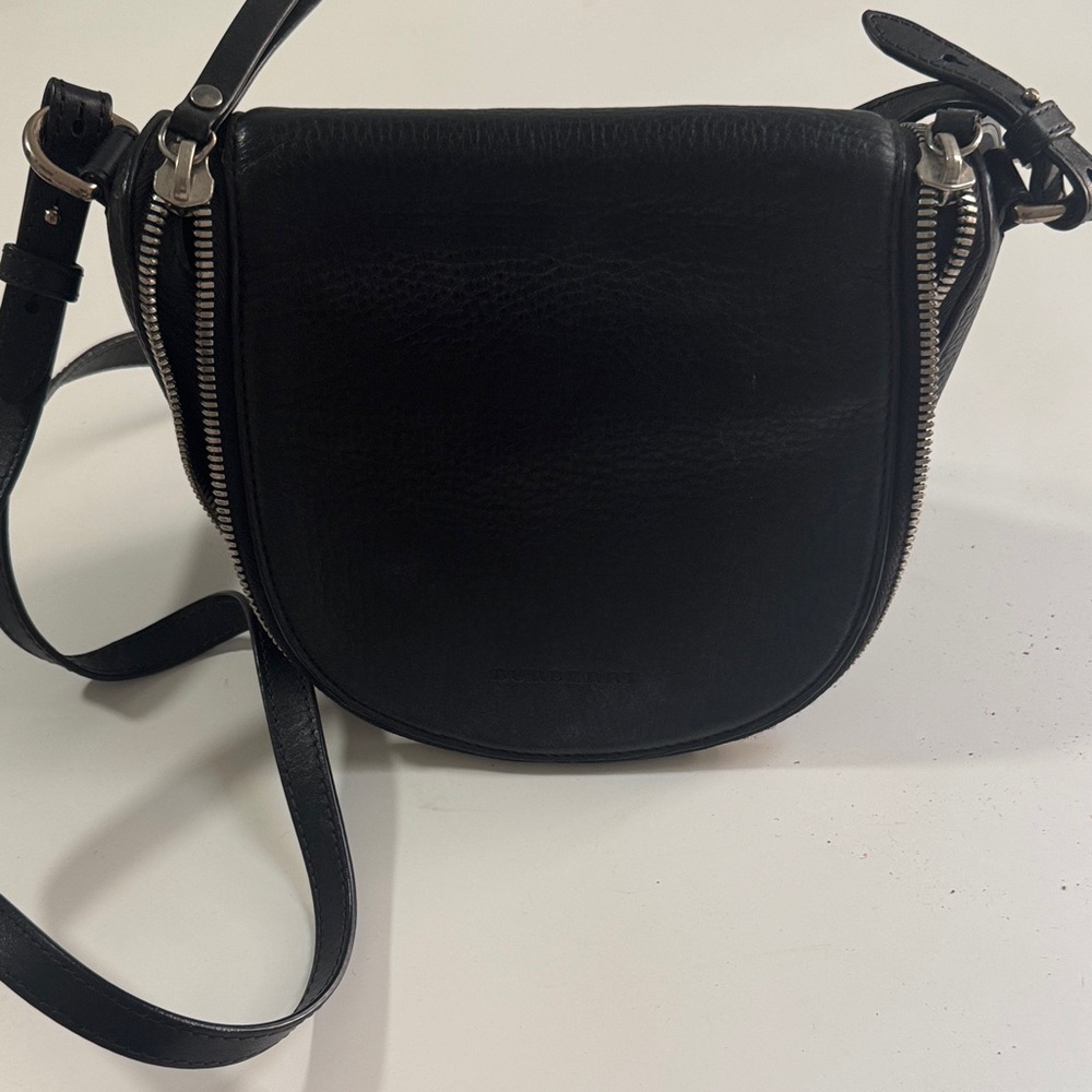 Burberry Black Leather Crossbody Saddle Bag by